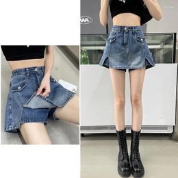 Women's Jeans Design Sense Split Anti Glare Denim Shorts And Pants Skirt Summer High Waisted Spicy Girl Small A-line Short