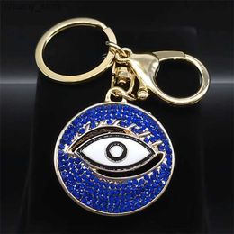 Keychains Lanyards Turkey Blue Eye Key Ring for Women Men Gold Color Alloy Key Chain Bag Accessories Keychain Jewelry llaveros para mujer K9066S01 Y240417