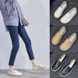 Casual Shoes Women's Cowhide Soft Sole Single Leather Small White Flat Anti Slip Vulcanized