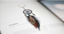 Mini Dreamcatcher Keychain Car Hanging Handmade Vintage Enchanted Forest Dream Catcher Net With Feather Decoration Ornament6798036