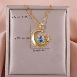 Pendant Necklaces The Fashionable Moon Blue Sun Y2K Style Necklace Gives Women A Sense Of Luxury And Niche Design