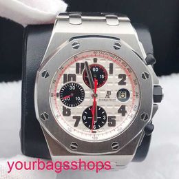 AP Titanium Wrist Watch Royal Oak Offshore Precision Steel 26170ST Automatic Mechanical Red Needle Timing Anti Magnetic White Plate Steel Band Mens Timepiece