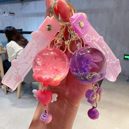 New Creative Dried Flower Wind Chime Oil Drifting Sand Drifting Bottle Key Chain Female Network Red Tiktok Bag Car Pendant