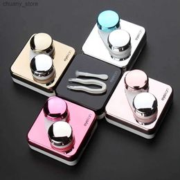 Sunglasses Cases 1PC contact lens case square travel portable solid Colour lens cover container holder storage soaking box fashion accessories Y240416