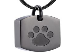 LKJ8003 Pet Paw Print Gun Color Stainless Steel Memorial Urn Pendant Hold Animal Ashes Keepsake Cremation Necklace3323895