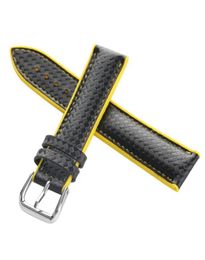 High Quality 18mm 20mm 22mm BlackYellowOrange Leather Watch Band Wristwatch Replacement Strap Pin Buckle with Spring Bars4459250