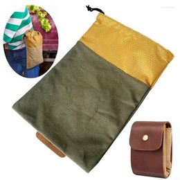 Storage Bags Mushroom Hunting Bag Picking Pouch Waterproof Canvas Leather Fruit For Camping And