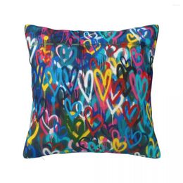 Pillow Graffiti Hearts Love Throw Pillowcase Luxury Covers Cusions Cover Plaid Sofa