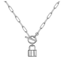 Chains 2021 European And American Women Punk Style OT Buckle Lock Pendant Paper Clip Chain Necklace Sexy Party7301329