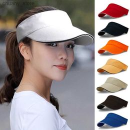 Visors New Empty Top Hat Solid Color Men And Women Sports Tennis Cap No Top Visor Tennis Beach Hat Outdoor Sport Hat wOMEN Y240417