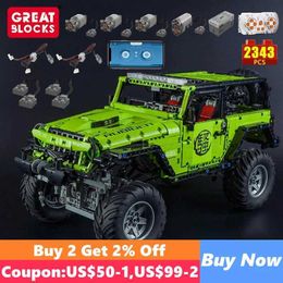 Diecast Model Cars J902 Technology Automotive Motor Power Application Remote Control Building Block Moc Kit Brick SUV Toy Childrens Gift Education J240417