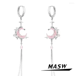 Dangle Earrings MASW Original Design Senior Sense High Quality Brass Thick Silver Plated Pink Moon For Women Girl Gift 2024
