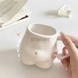 Mugs Kawaii Ceramic Mug Creative Pinch Belly Cute Coffee Milk Breakfast cup Body Art Girls Funny Coffee Mugs Gifts 240417