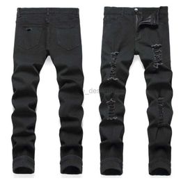 Designer Jeans for Mens black Men's Jeans Denim Pure Black Slim Fit Feet Elastic Men's Slim Fit Jeans Self Photo Trend Fashion pant