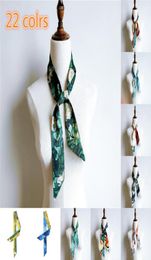 Art wheat field hair Silk Scarf starry sky painting scarves narrow ribbon tied handbag tie neckerchief6726952