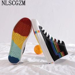 Casual Shoes High Top Sneakers Women Canvas Black Chaussures Femme Tenis Feminino Buty Damskie