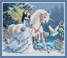 Elves Riding Unicorns home cross stitch kit Handmade Cross Stitch Embroidery Needlework kits counted print on canvas DMC 14CT 114553259