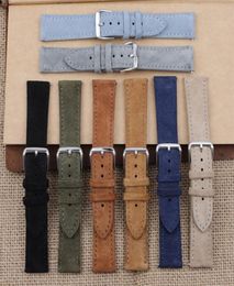 Soft Suede Leather Watch Band 18mm 19mm 20mm 22mm 24mm Blue Brown Watch Straps Stainless Steel Buckle Watch Accessories 2207052561290