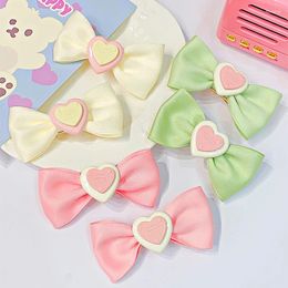 Hair Accessories Girls Clips Sweet Solid Colors Love Decoration Bowknot Hairclips Fashion Kids Handmade Girl Headwears