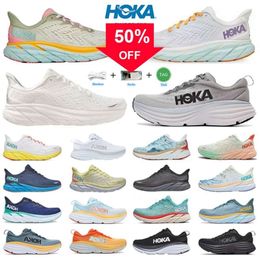 Cheap Hoka One Bondi 8 Clifton Athletic Running Shoes Hokas Carbon x2 Triple Black White Light Blue Hokas Outdoor Designer Trainers Lifestyle Shock Absorption 36-45