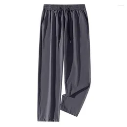 Men's Pants Spring Summer Drawstring Elastic High Waisted Solid Pockets Sweatpants Men Cargo Casual Trousers Office Lady Vacation