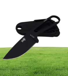 Portable Pocket Camping Survival Knives Ant Necklace Stainless Steel Fixed Blade Knife Outdoor Tool Full Tang Hunting knife Black 7056857