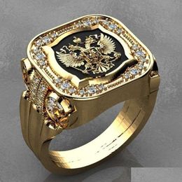 Wedding Rings Wsih Luxury Russian Emblem Mens Ring Drop Delivery Jewellery Dhadl