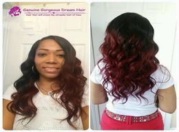 Ombre lace wig Glueless Colour 1b99J Red Lace front wig Human hair Indian Silky Straight wigs with Bleached Konts81161725692963