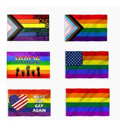 Wholesale Gay Flags 90x150cm Rainbow Things Pride Bisexual Lesbian Pansexual LGBT Accessories Everyone is Welcome Here Flags CPA4205 0417