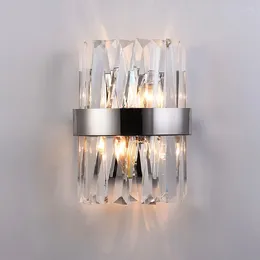 Wall Lamps IWP Modern Crystal Lamp Chrome Luxury Stair Light Interior Decor Sconce For Bedroom Living Room Dining Hall Aisle