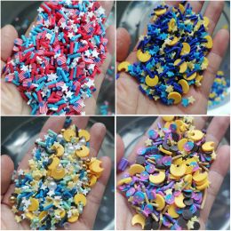 100g DIY SLIME Supplies America Flag Moon Star Mixture Polymer Clay Slices Sprinkles