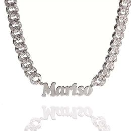 Fashionable Cuban Link Chain Name Sier Gold Filled Women's Necklace