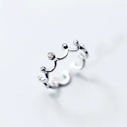 Cluster Rings Silver 925 Jewellery Crown Arrival 2024 S925 Ring Female Korean Trend Sweet Stone Girls Wave Opening Ladies