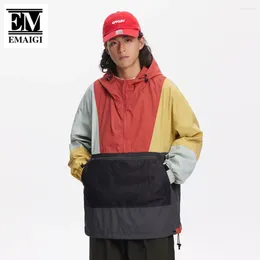 Men's Jackets Cityboy Splice Color Jacket Men Women Streetwear Fashion Loose Casual Outdoor Sport Cargo Hooded Pullover Hoodie Coat