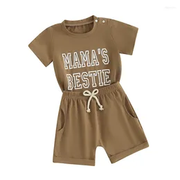 Clothing Sets Toddler Girl Summer Outfit Letter Print Crew Neck Short Sleeve T-Shirts Tops And Shorts 2Pcs Clothes Set