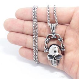 2018 New Products 316L Stainless Steel Gothic Punk Skull Silver Tone Necklace Pendant Mens Boys Jewelry89996459454551