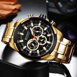 NGXD Wristwatches CURREN Mens Watches Top Brand Big Sport Watch Luxury Men Military Steel Quartz Wrist Watches Chronograph Gold Design Male Clock d240422