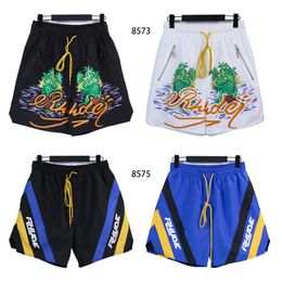 RHUDE Niche Trendy American Summer Coconut Water Ripple Print Loose Casual Mens Sports Shorts