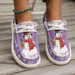 Casual Shoes Europe America 2024 Autumn Winter Flat Plus Size Zapatos Para Mujeres Fashion Christmas Printing Canvas