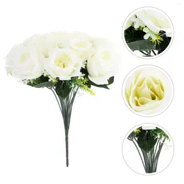 Decorative Flowers Fake Roses Artificial Cemetery Plastic Vases Arrangement Memorial Fall Wedding Decor Grave Bouquet Spring