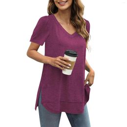 Women's T Shirts Women Casual Loose V Neck Short Sleeve Fashion Tops T-Shirts Tee Fashionable And Simple Clothing