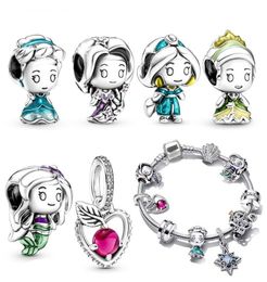 Fits P Bracelets 20pcs Charms Beads Silver Charms Princess Mermaid Pendant Bead For Women Diy European Necklace Jewelry5925539