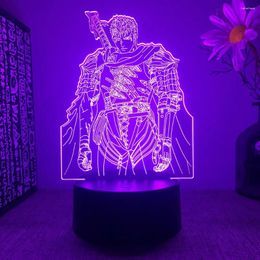 Night Lights Anime Led Light Berserk Guts Figure For Bedroom Decorative Birthday Gift Kids Room 3d Table Lamp Manga