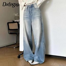 Women's Jeans Streetwear Washed Low Rise Baggy For Women Straight Leg Distressed Casual Denim Trousers Bottoms Vintage Capris