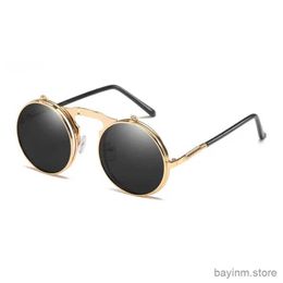 Sunglasses Round Steampunk Sunglasses Men Women Classic Double Framen Round Sun Glasses Female Steam Punk Eyeglasses Circular Eyewear