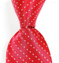 Bow Ties Classic Dot Red Silver Tie JACQUARD WOVEN Silk 8cm Men's Necktie Business Wedding Party Formal Neck