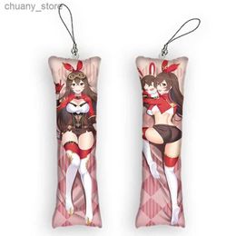 Keychains Lanyards Genshin Impact Amber Dakimakura Keychain Mini Anime Full Body Key Chain Phone Pendant Cosplay Anime Keychain Y240417