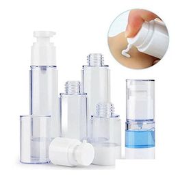 Packing Bottles Wholesale 15Ml 30Ml 50Ml 80Ml 100Ml 120Ml Airless Pump Bottle Vacuum Refillable Plastic Travel Empty Spray Lotion Drop Dh0N6