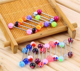 Fashion Mixed Colors Tongue Rings Bars Barbell Tongue Piercing Body Jewelry Tongue Pin 1baglot T2C2373211064