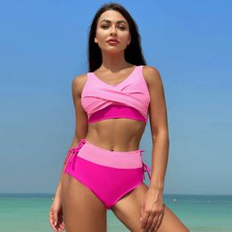 2024 New Women's Instagram Style Sexy High Waisted Quick Drying Swimsuit Bikini F41732